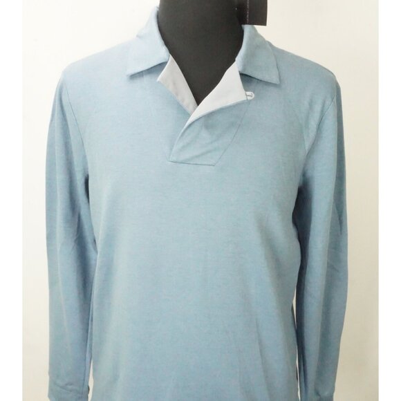 Giorgio Armani Black Label Blue Rugby Long Sleeve Cashmere Blend Sweater 48 NEW